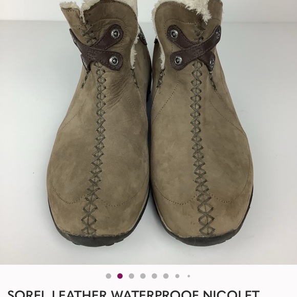 SOREL LEATHER WATERPROOF NICOLET THINSULATE WINTER BOOTS 7.5-8 - Picture 2 of 10
